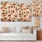 Designart - Modern Flower In Blue Red and Orange - Bohemian & Eclectic Print on Natural Pine Wood